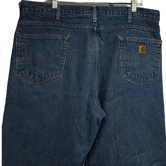 Carhartt Flannel Lined Blue Relaxed Denim Work Jeans Pants Cotton 40x32 - Picture 4 of 10